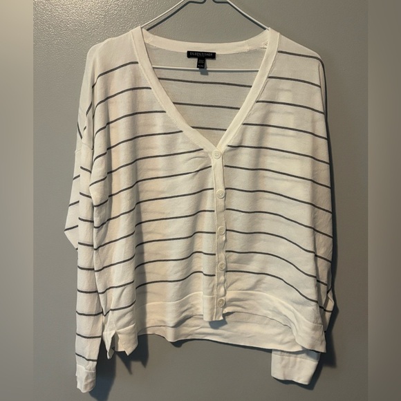 Eileen Fisher Petite Large Button Up Sweater. - Picture 2 of 7